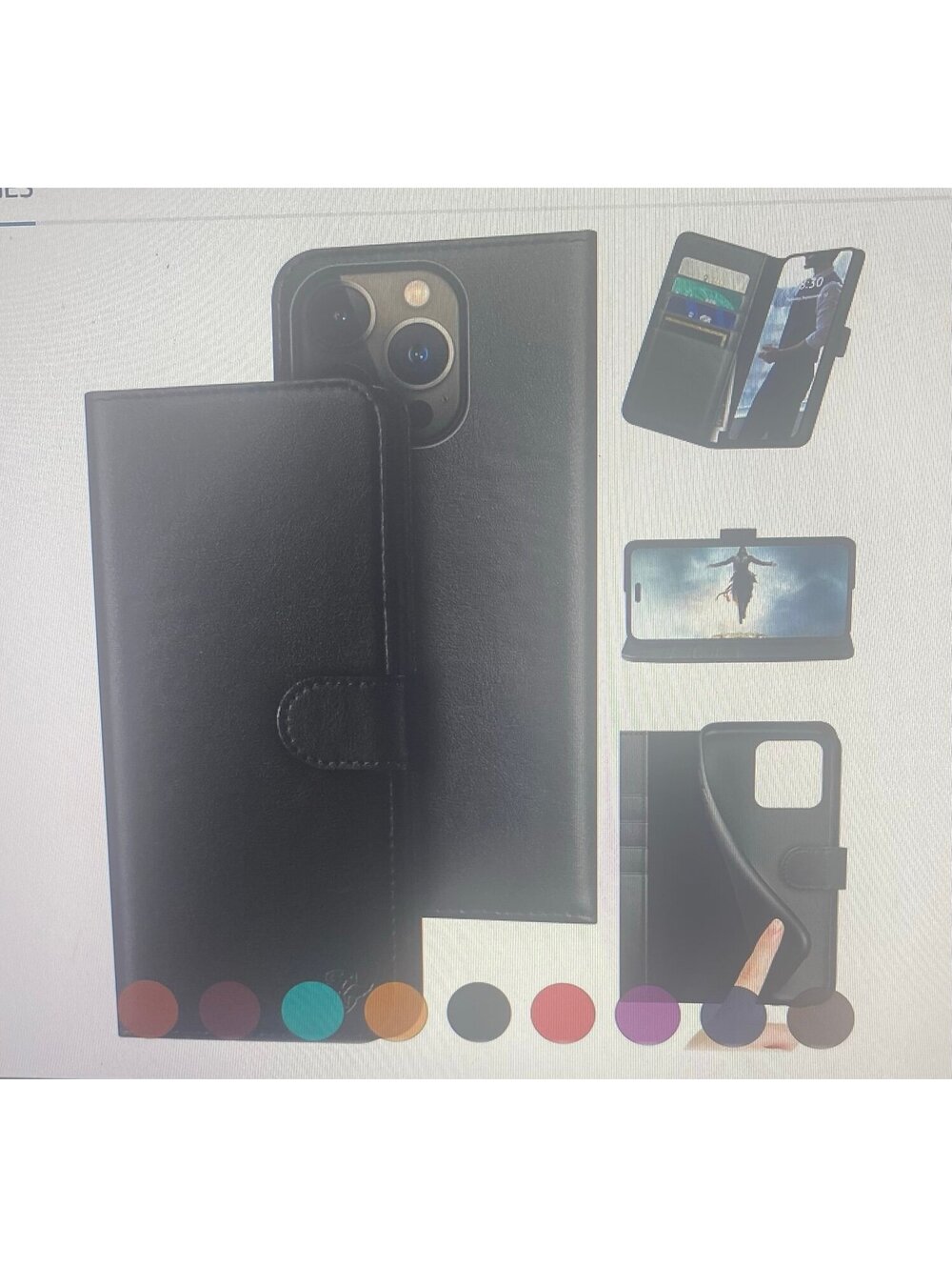DuckSky Wallet Case for iPhone 16 Pro Max Black